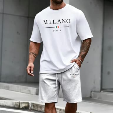 Men's Tracksuit Short Sleeve Top and Sports Shorts 2026 Summer Italy Fashion T-shirt Outfit Home Outdoor Daily Casual Sportswear