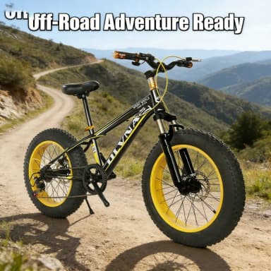 20 Inch Black And Yellow Fat Tire Snow Bike 26 Inch Mountain Bike with Variable Speed And Disc Brake for Students