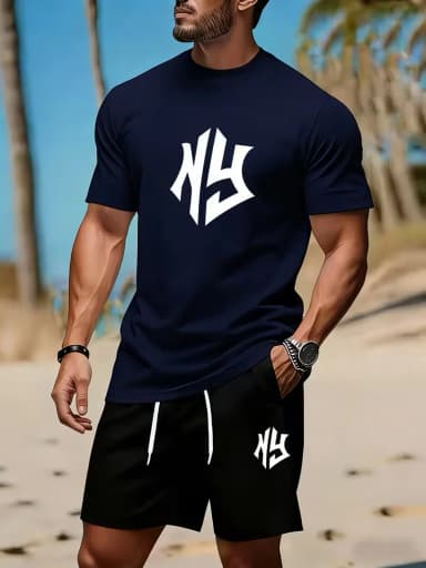 New Street Trendy Men's Summer Breathable Sportswear Short Sleeve Shorts Lightweight Quick Drying Comfortable Fashionable Sports