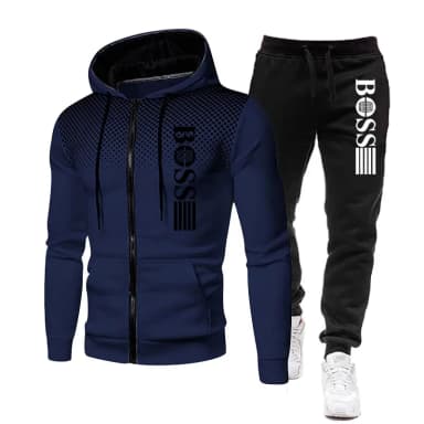 2026 New Men's zippered hoodie + Casual Pants Set for Autumn and Winter fashion Fitness and Warm sportswear Two-piece setclothes