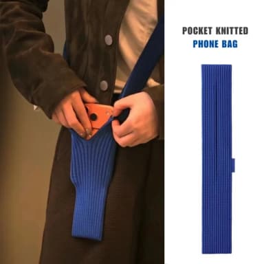 Knitted Mobile Phone Mini Bag for iPhone - 2026 New Woven Pocket Bag with 40-80cm Adjustable Strap,Fashion Crossbody Accessories