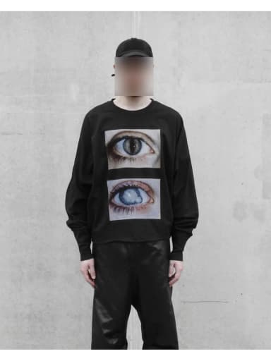 2026 New Dark Gothic Realistic Double Eye Printed Long Sleeve Versatile Top Punk Street Trend Fashion Y2K Decadent Style Niche