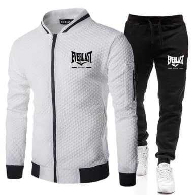 EVERLAST BOXING SpringandAutumn Men's Fashion Street Stand up Collar Set Jacket, Outdoor Casual Pocket Zipper Men's Baseball Set