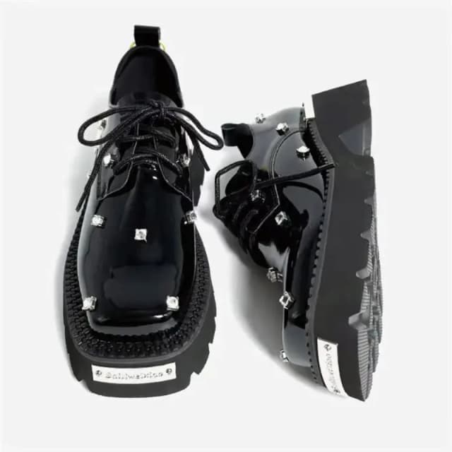 Women Loafers Crystal Platform Chunky Mary Janes Shoes 2025 Casual Sport Sandals Luxury Trend Sneakers Lace Up Woman