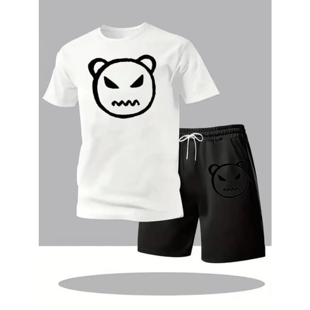 2026 New Trendy Business Summer Men's Sports Set Casual Fitness Jogging Basketball Fashion Short Sleeve T-shirt + Shorts 2 Sets