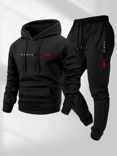 New Trend Street Fashion Letter Printed Sportswear Set Men's Hooded Sportswear Pants Set Spring and Autumn Winter Warmth Set