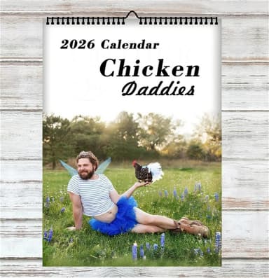 2026 Funny Chicken Daddy Wall Calendar A4 Size Creative Humor Design For Home Office Decor Gift White Card Paper OPP Packaging