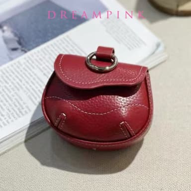 Universal Model Luxury Earphone Bag Fancy Lovely Real Leather Bluetooth Earbuds Case Holder With Keyring Small Item Storage Bag