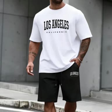 Men's Tracksuit Short Sleeve Top and Knee Length Shorts 2026 Summer Daily Casual Fashion T-shirt Outfits Home Outdoor Sportswear