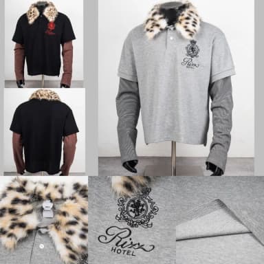 2026 New Style American Style Protocol T-Shirt Street Trend Hip Hop Fur Collar Long Sleeved Men Women