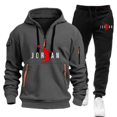 Men's autumn and winter hooded sweatshirt and sweatshirt set, fashionable and trendy sportswear, casual sweatshirt