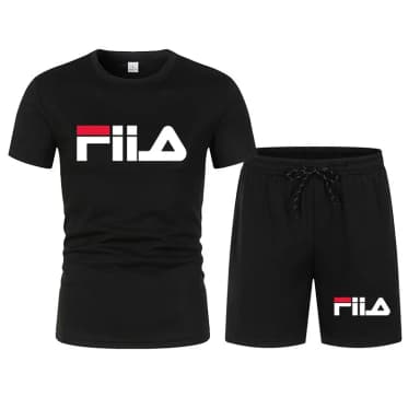 2026 New Fashion FILA Inspired Set Men Women Unisex Short Sleeve T-Shirt & Shorts 2 Piece Outfit Streetwear