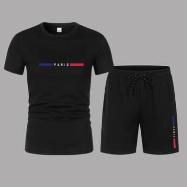 Summer Fashion Trend Leisure Sports Men's Set T-shirt casual sports two-piece set trendy men's short sleeved T-shirt+shorts set