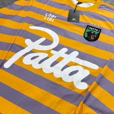 Patta Sports Long Sleeve T-shirt Football Jerseys Street Men's Striped Letter Printed Long-sleeved PATTA Lapel Shirts Tee