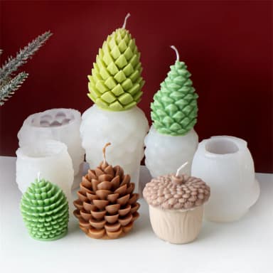 Christmas Silicone Candle Molds Pinecone Acorn Cedar Pinecone Shapes DIY Aromatherapy Candle Plaster Home Decor Baking Tools