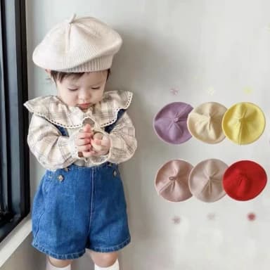 New Arrival Knitted Baby Beret Toddler Fashion French Style Beanie Hat Soft Warm Infant Casual Headwear Cute Kid Winter Knit Hat