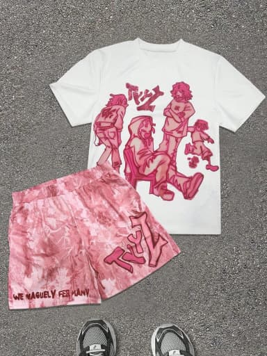 2026 Summer New Men's Short-Sleeved Shorts Set with 3D Pattern Printing for Street Casual Fashion Comfortable and Soft