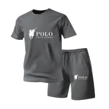 Men's round neck sportswear and jogging pants set for spring and summer fashion outdoor fitness and leisure