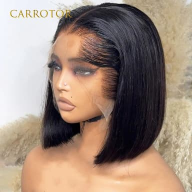 New Trend M Shaped Lagos Hairline Short Bob Bone Straight Human Hair Wig 13x4 Lace Frontal Human Hair Wig Preplucked For Woman