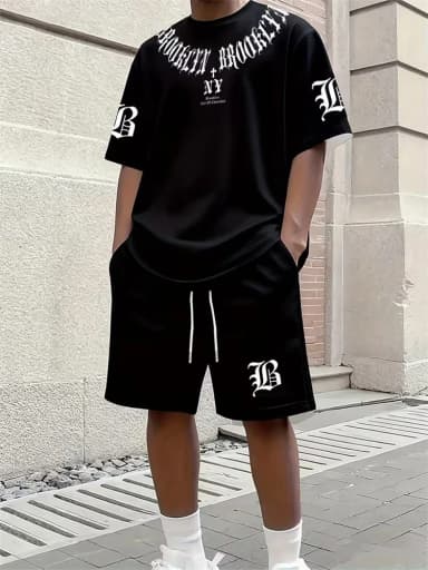 Spring 2026 Casual New Men's Set, Peris 3D Printed Men's Casual Top And Drawstring Shorts, Urban Fashion Men's Clothing 2XS-6XL