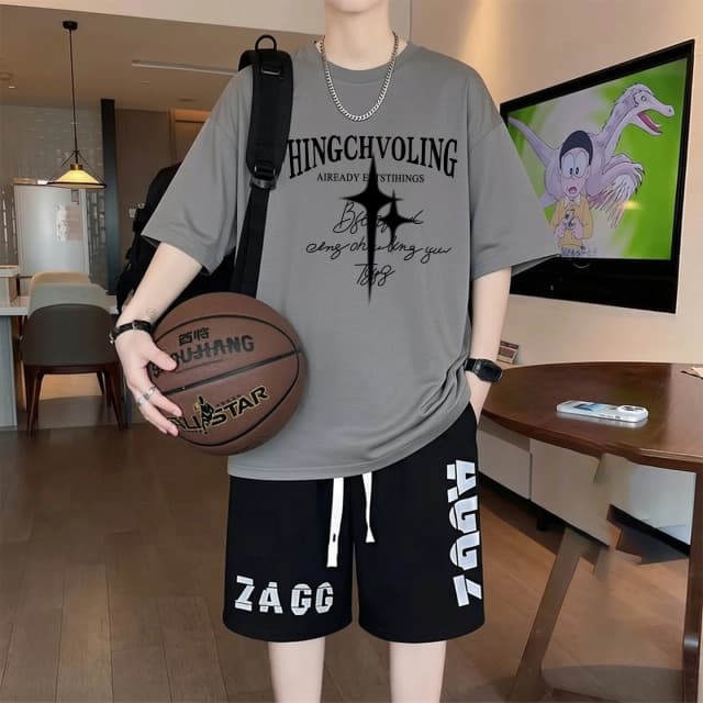 100% Cotton T-shirt Shorts Men's Sets Summer Loose Casual Short Suits 2 Piece Sets High Quality Trend Tracksuit Men Clothing