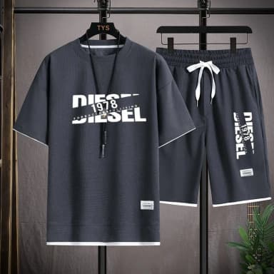 Men's Large Size Quick-Drying T-shirt And Shorts Set Summer Leisure Fashion Outdoor Sports Beach Comfortable Loose Daily Wea