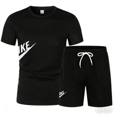 Fashionable summer men's short sleeved T-shirt and shorts set casual round neck short sleeved shorts two-piece set
