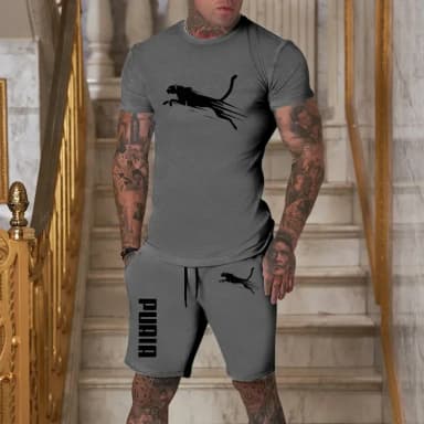 2026 Trendy Fashion Casual Summer Outdoor Sports Set Men's Breathable T-shirt and Shorts Casual Two-piece Set
