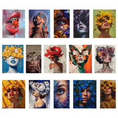 26cm Fashion Art Oil Painting Girl Iron On Heat Transfer Sticker For Women Man Clothes T-shirt Iron-On Transfers Vinyl Appliques