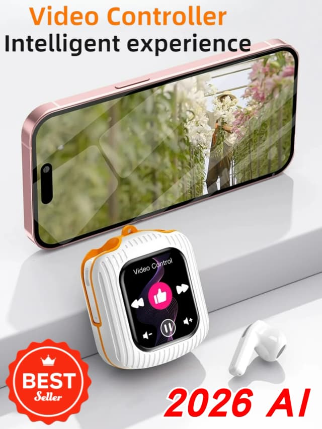 New 2026 Professional LCD Touch Screen Earbuds Built in MP3 Player AI Translator Wireless Camera Control for Smartphone