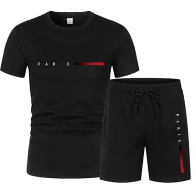 2026 New Trend Explosive Spring and Summer Men's Leisure Fashion Sports Set T-shirt and Shorts Home Outdoor Comfortable Cool Set