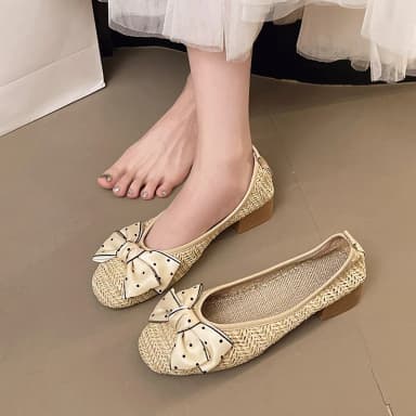 Flats Luxury Leather Casual Shoes for Woman 2025 Kawaii Women's Summer Footwear Flat Cute Elegant Dress Quick Delivery Trend E