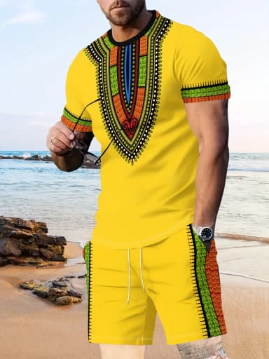New Men's Suits African Dashiki Paisley 3D Print T-Shirts Shorts 2-Piece Sets Fashion Tracksuits Oversized Outfits Man Clothing