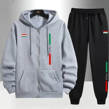 Italy Fashion Men's Set Zipper Outerwear and Sweatpants Autumn Winter Daily Casual Sports Hoodies Outfit Urban Trendy Tracksuits