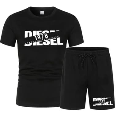 Men's quick-dry short-sleeved suit for summer 2026, casual and fashionable printed short-sleeved T-shirt suit