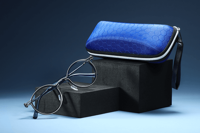 Fytoo Round Blue Acetate Metal Full Rim Eyeglasses