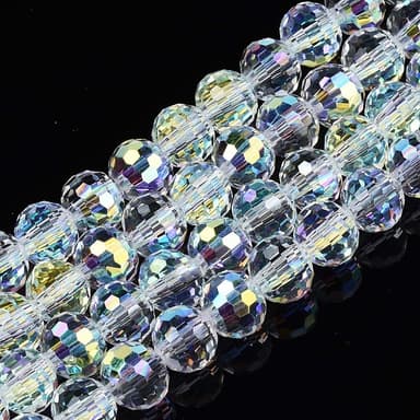 Chapelets de perles en verre transparent électrolytique