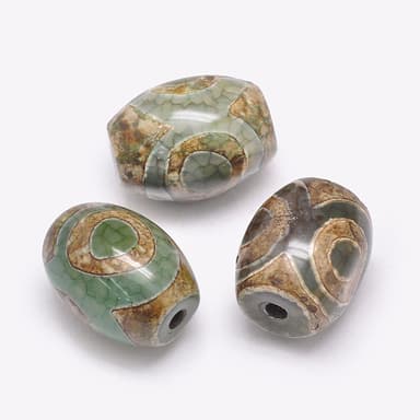 Perles dzi à 3 œil de style tibétain