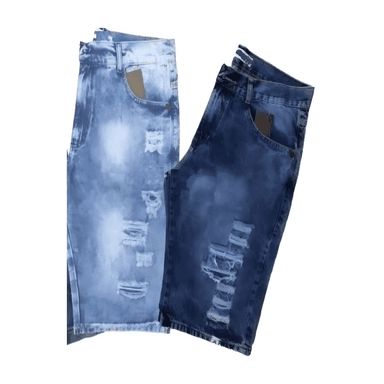 TEMU 2kit Bermudas Jeans Rasgado masculino top