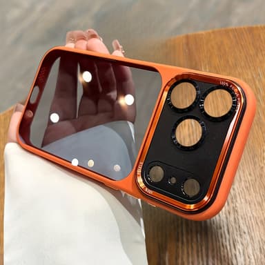 TEMU Coque de téléphone - coque de protection transparente de haute qualité avec cadre de lentille en métal pour iPhone 17 Pro 15 14 13 Pro 17 Air,