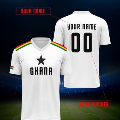 TEMU Camiseta de fútbol personalizable de Ghana - y número personalizados, camiseta deportiva transpirable con diseño de estrellas y franjas, ligera