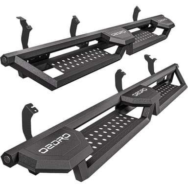 OEDRO 6.8 inches Running Boards Compatible with 2022-2026 Toyota Tundra Crewmax Cab, Bed Access Side Steps, Two Raised Step Nerf Bars Black Carbon Ste