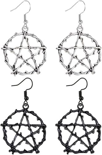Pentagram Earrings Stud – Gothic Punk Set