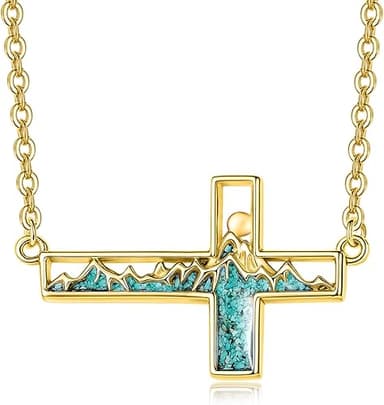 Mountain Necklace – Faith-Inspired Gold Cross Pendant