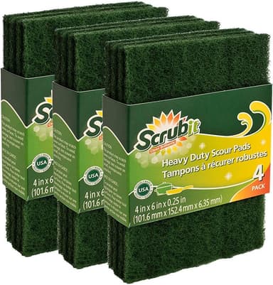 Green Scrub Pads – Heavy Duty Scouring Pads 12 Pack