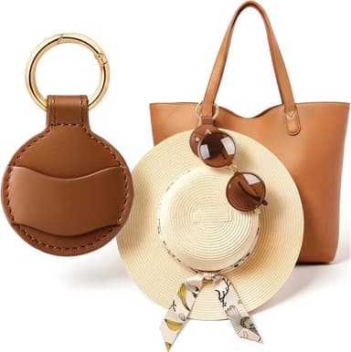Hat Magnet Clip Sunglasses Holder Travel Leather Brown