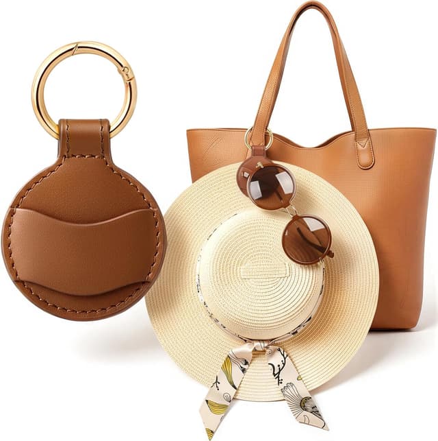 Hat Magnet Clip Sunglasses Holder Travel Leather Brown