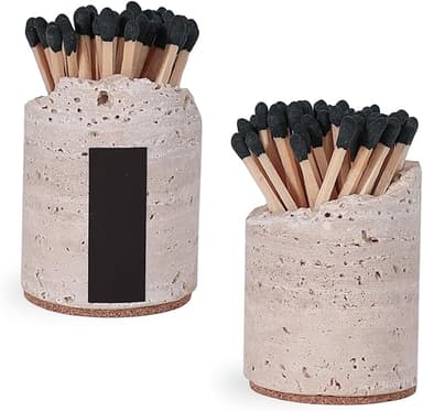 Match Holder and Striker Set Travertine Decorative 2 Pack