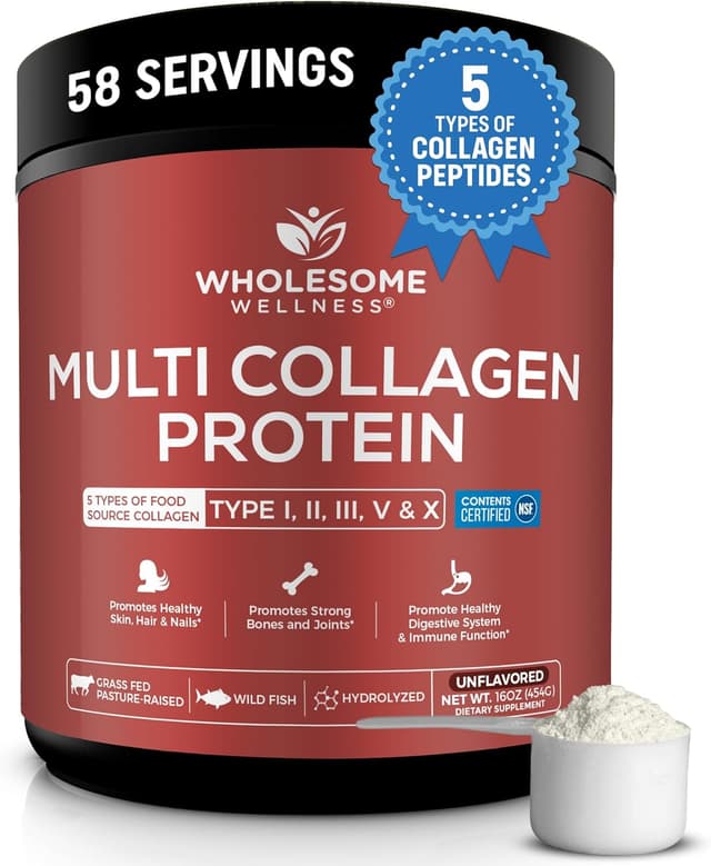 Limited time deal - Wholesome Wellness Multi Collagen Protein Powder – 58 Servings