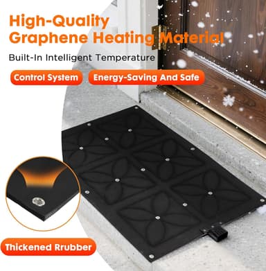 Heated Snow Melting Outdoor Mats 10” x 30” – No-Slip Rubber